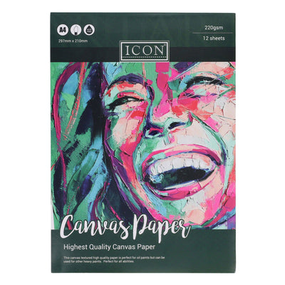 Icon A4 Canvas Paper - 220gsm - 12 Sheets-Sketchbooks-Icon|Stationery Superstore UK