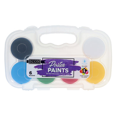 Icon Poster Paint Set - 6 x 22ml-Paint Sets-Icon|Stationery Superstore UK