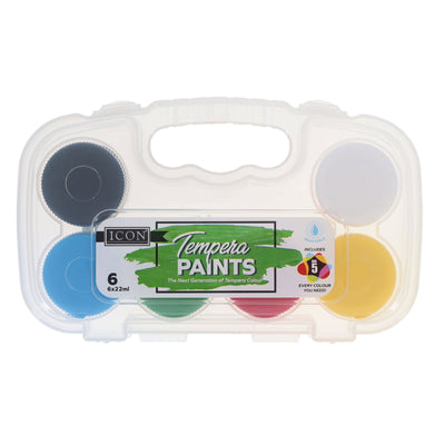 Icon Tempera Paint Set - 6 x 22ml-Paint Sets-Icon|Stationery Superstore UK