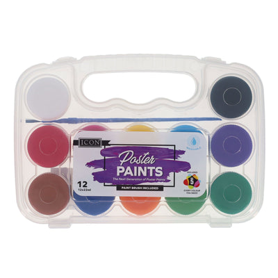 Icon Poster Paint Set - 12 x 22ml-Paint Sets-Icon|Stationery Superstore UK