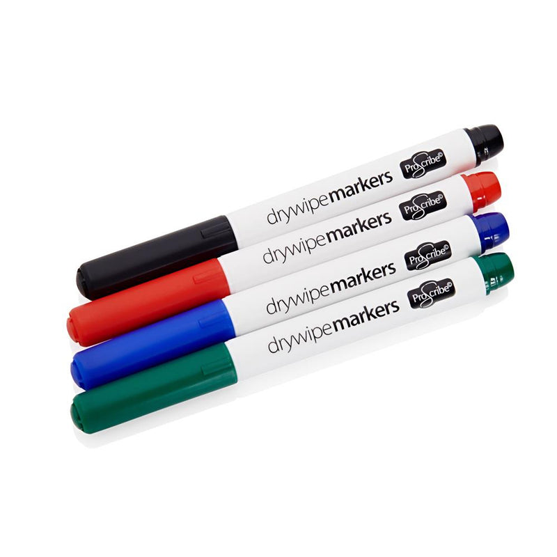 Pro:Scribe Dry Wipe Whiteboard Markers Thin - Pack of 4-Whiteboard Markers-Pro:Scribe|Stationery Superstore UK