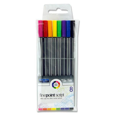 Pro:Scribe Finepoint Script Pens - Pack of 8-Fineliner Pens-Pro:Scribe|Stationery Superstore UK