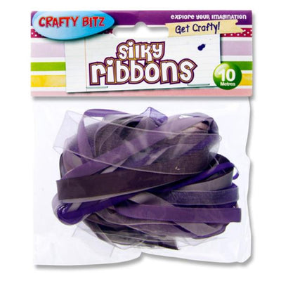 Crafty Bitz Silky Ribbons - 10m - Purple-Threads & Strings-Crafty Bitz|Stationery Superstore UK