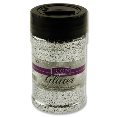 Icon Glitter - 110g - Silver-Sequins & Glitter-Icon|Stationery Superstore UK