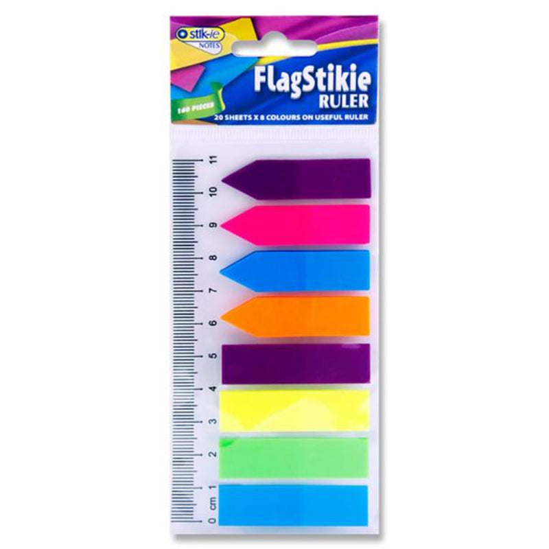 stik-ie-8-x-20-sheets-flag-page-markers-on-11cm-ruler|Stationerysuperstore.uk