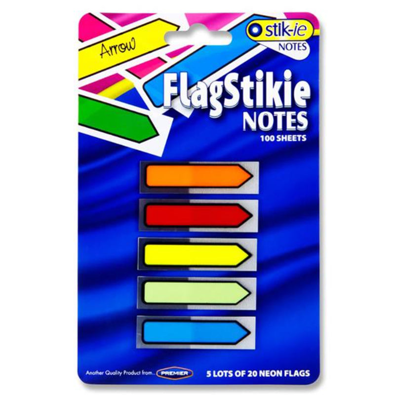 Stik-ie FlagStikie Page Markers - 100 Sheets - Arrow - Pack of 5