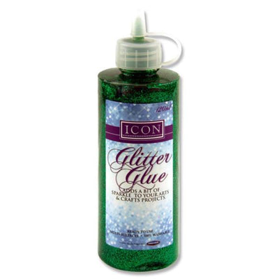 Icon Glitter Glue Bottle - 120ml - Green-Sequins & Glitter-Icon|Stationery Superstore UK