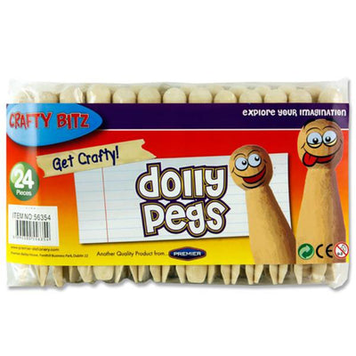 Crafty Bitz Dolly Pegs - Natural - Pack of 24-Lollipop & Match Sticks-Crafty Bitz|Stationery Superstore UK