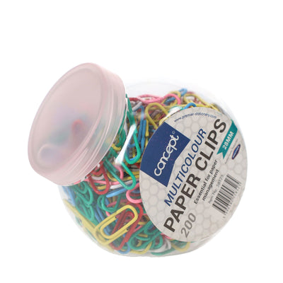 premier-office-paper-clips-multicolour-tub-of-200|Stationerysuperstore.uk