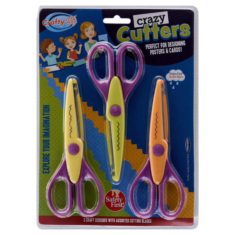 Crafty Bitz Crazy Cutters Craft Scissors with Assorted Cutting Blades - Pack of 3-Scissors-Crafty Bitz|Stationery Superstore UK