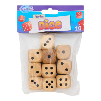 clever-kidz-wooden-dice-pack-of-10|Stationery Superstore UK