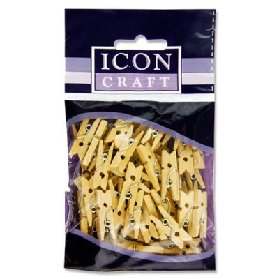 Icon Mini Pegs - Natural - Pack of 50-Crafting Materials-Icon|Stationery Superstore UK