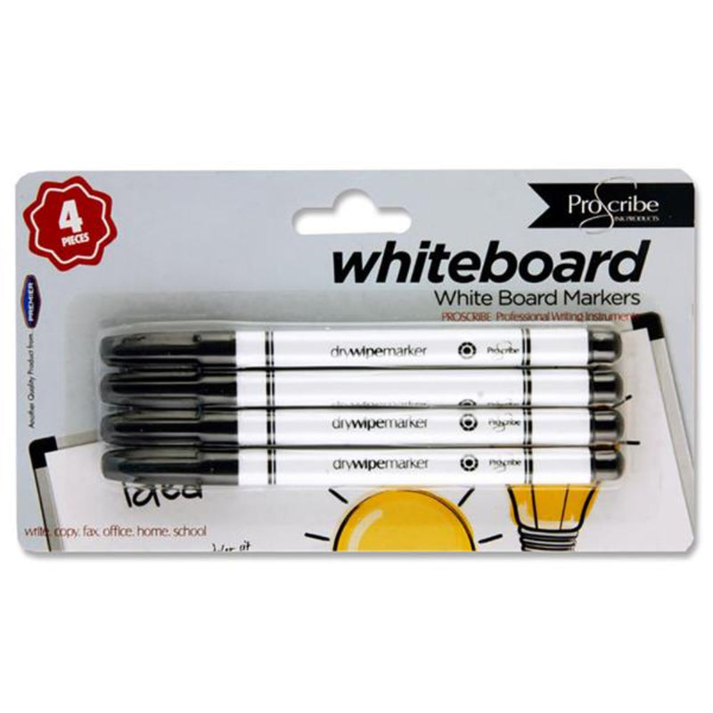 Pro:Scribe Whiteboard Markers - Black - Pack of 4-Whiteboard Markers-Pro:Scribe|Stationery Superstore UK
