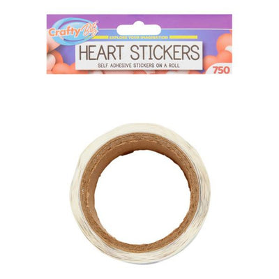 Crafty Bitz Self Adhesive Stickers on a Roll - Hearts - 750 Stickers-Stickers-Crafty Bitz|Stationery Superstore UK