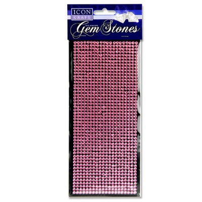 Icon 1000 Self Adhesive Gem Stones - Pink-Rhinestones & Flatbacks-Icon|Stationery Superstore UK