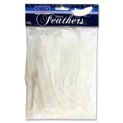 Icon Feathers - White - 20g Bag-Feathers-Icon|Stationery Superstore UK