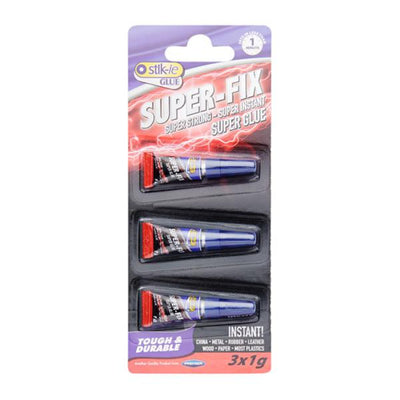 Stik-ie Super-Fix Instant Super Glue 1g - Pack of 3-Craft Glue & Office Glue-Stik-ie|Stationery Superstore UK