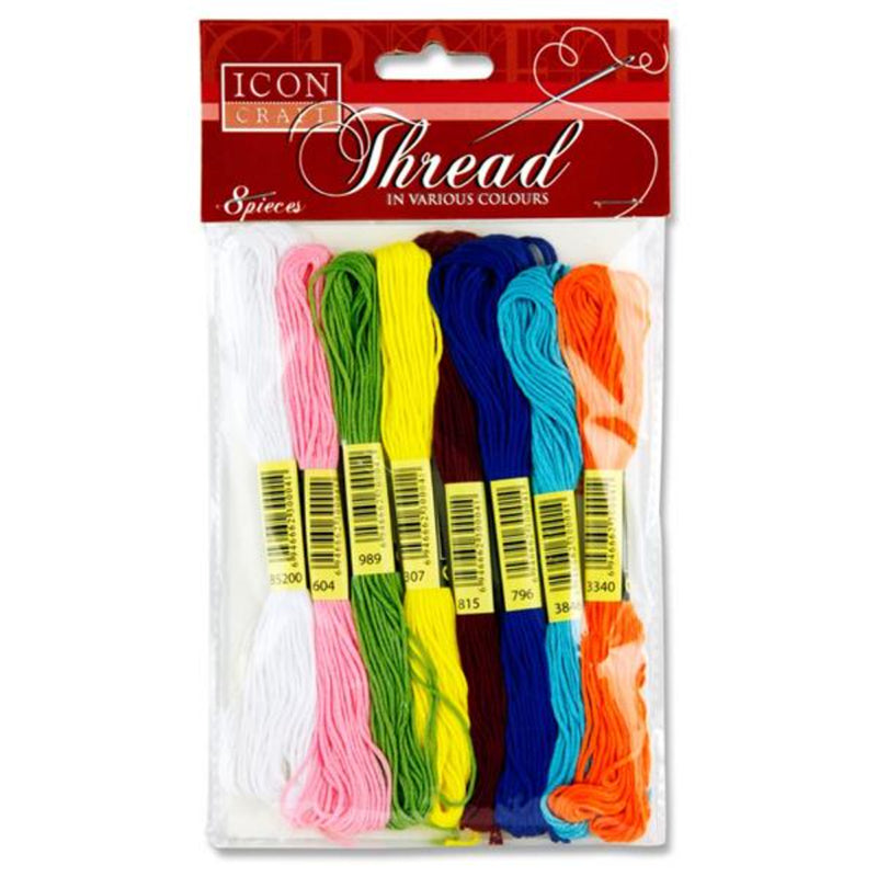 Icon Embroidery Threads - Pack of 8-Threads & Strings-Icon|Stationery Superstore UK