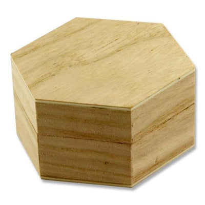 icon-wooden-box-90mm-x-45mm-hexagon|Stationerysuperstore.uk