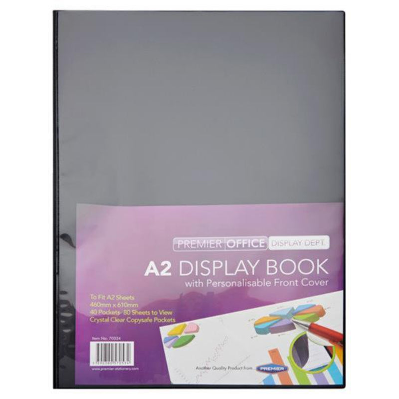 Premier Office A2 40 Pocket Presentation Display Book - Black-Display Books-Premier Office|Stationery Superstore UK