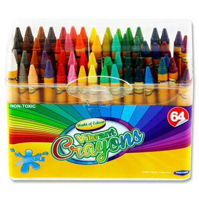 World of Colour Crayons including Sharpener - Box of 64-Crayons-World of Colour|Stationery Superstore UK