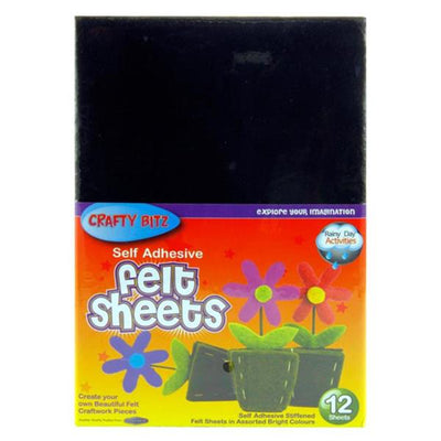 Crafty Bitz 9 x 6 Self-Adhesive Felt Sheets-Felt-Crafty Bitz|Stationery Superstore UK