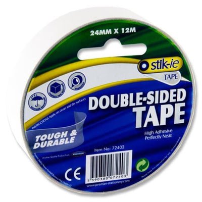 Stik-ie Double Sided Tape - 12m x 24mm-Multipurpose Tape-Stik-ie|Stationery Superstore UK