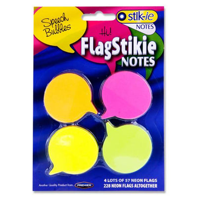 Stik-ie Stiky Notes - 228 Sheets - Neon Speech Bubbles - Pack of 4-Sticky Notes-Stik-ie|Stationery Superstore UK