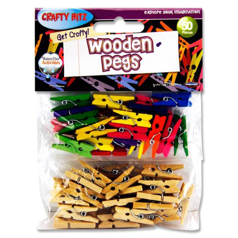 crafty-bitz-wooden-pegs-pack-of-50|Stationery Superstore UK