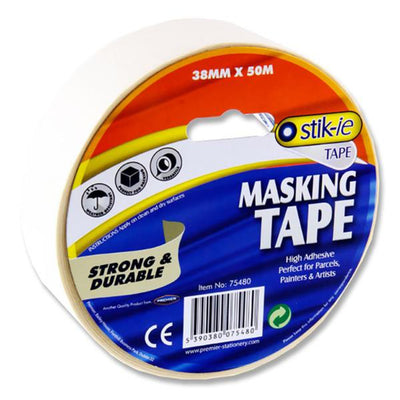Stik-ie Strong & Durable Masking Tape Roll - 50m x 38mm-Multipurpose Tape-Stik-ie|Stationery Superstore UK