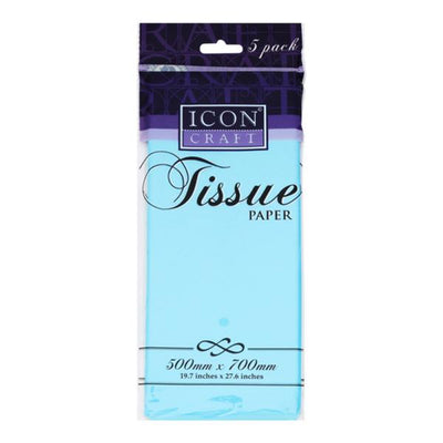 Icon Tissue Paper - 500mm x 700mm - Baby Blue - Pack of 5-Tissue Paper-Icon|Stationery Superstore UK