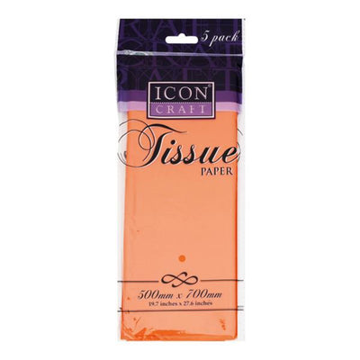 Icon Tissue Paper - 500mm x 700mm - Orange - Pack of 5-Tissue Paper-Icon|Stationery Superstore UK