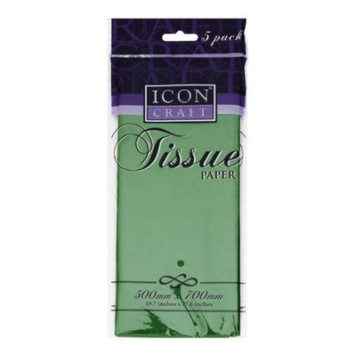 icon-tissue-paper-500mm-x-700mm-dark-green-pack-of-5|Stationerysuperstore.uk
