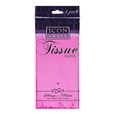 Icon Tissue Paper - 500mm x 700mm - Hot Pink - Pack of 5-Tissue Paper-Icon|Stationery Superstore UK