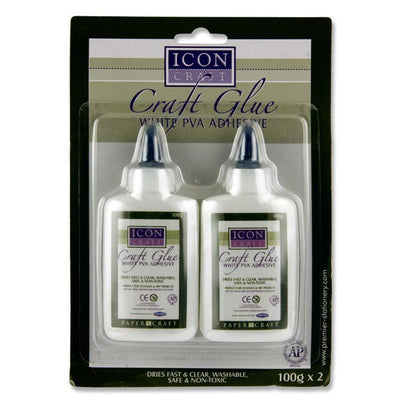 Icon White PVA Craft Glue - Pack of 2 x 100g-Craft Glue & Office Glue-Icon|Stationery Superstore UK