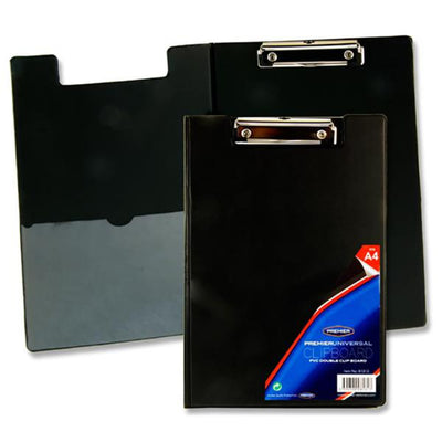 Premier Universal Double Foldover Clipboard - Black-Clipboards-Premier Universal|Stationery Superstore UK