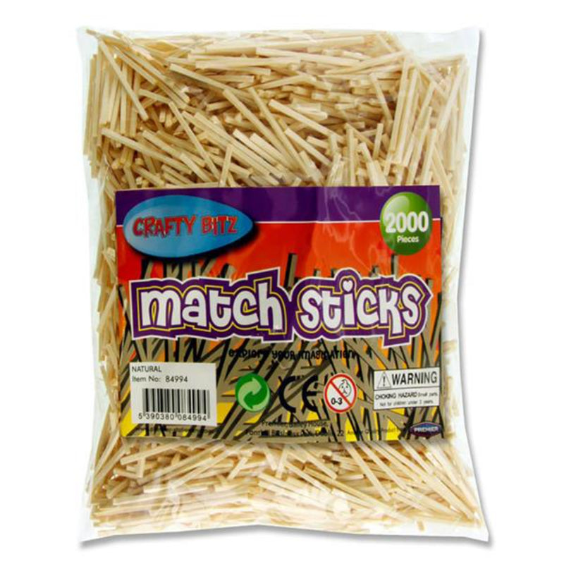 Crafty Bitz Matchsticks - Natural - Bag of 2000-Lollipop & Match Sticks-Crafty Bitz|Stationery Superstore UK