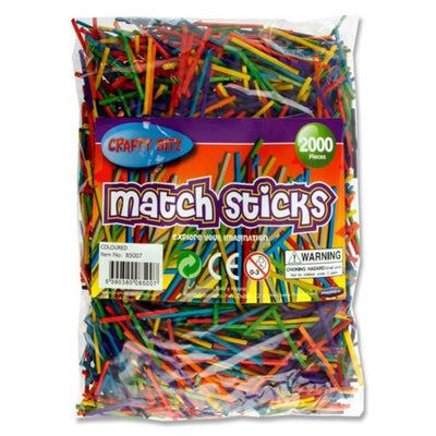 Crafty Bitz Matchsticks - Coloured - Bag of 2000-Lollipop & Match Sticks-Crafty Bitz|Stationery Superstore UK
