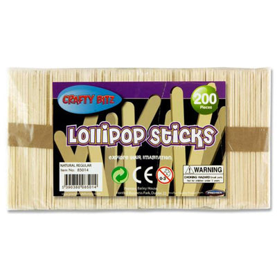 Crafty Bitz Lollipop Sticks - Natural - Pack of 200-Lollipop & Match Sticks-Crafty Bitz|Stationery Superstore UK