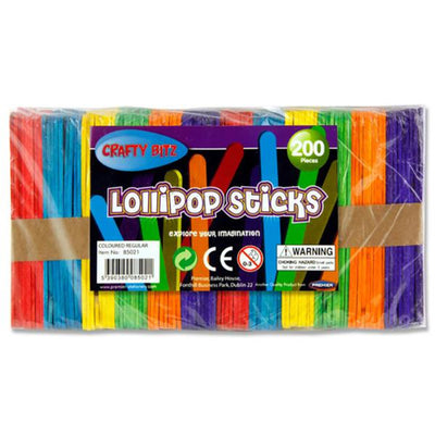 Crafty Bitz Lollipop Sticks - Coloured - Pack of 200-Lollipop & Match Sticks-Crafty Bitz|Stationery Superstore UK