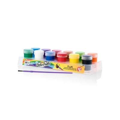 World of Colour Poster Paint Tubs with Brush and Tray - 12 Tubs-Paint Sets-World of Colour|Stationery Superstore UK