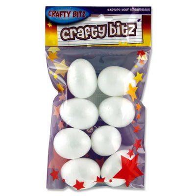 Crafty Bitz Polyestyrene Eggs - 5cm - Pack of 8-Styrofoam/Polyestyrene-Crafty Bitz|Stationery Superstore UK
