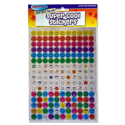 crafty-bitz-super-cool-holographic-stickers-small-smileys|Stationery Superstore UK