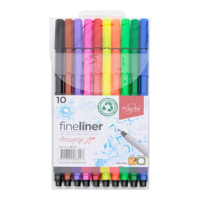 Pro:Scribe Fineliner Pens with Hexagrip - Pack of 10-Fineliner Pens-Pro:Scribe|Stationery Superstore UK