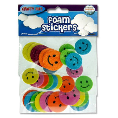 Crafty Bitz Foam Stickers - Smiley Face - Pack of 30-Foam Stickers-Crafty Bitz|Stationery Superstore UK