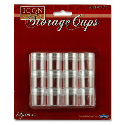 Icon Srew Top Storage Cups - 26mm x 29mm - Pack of 12-Art Storage & Carry Cases-Icon|Stationery Superstore UK