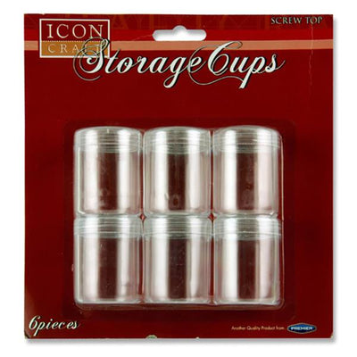 Icon Screw Top Storage Cups - 39mm x 50mm - Pack of 6-Art Storage & Carry Cases-Icon|Stationery Superstore UK