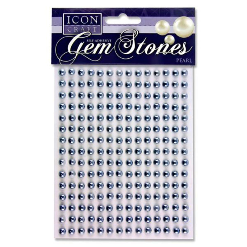 Icon Self Adhesive Gem Stones - 6mm - Pearl - Silver - Pack of 210