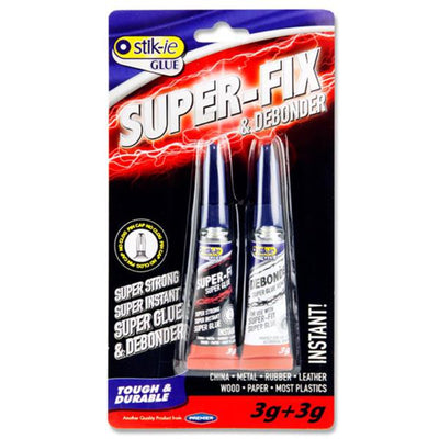 Stik-ie Set of Tough & Durable Super-Fix & Debonder-Super Glue-Stik-ie|Stationery Superstore UK
