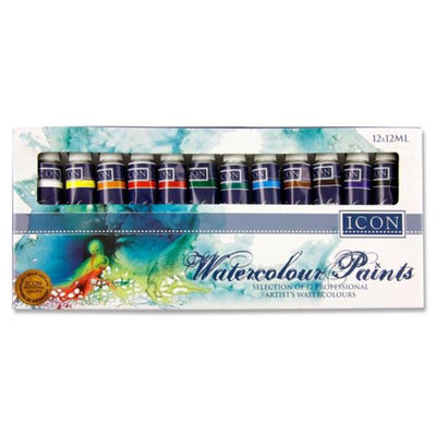 Icon Highest Quality Watercolour Paints - Box of 12-Paint Sets-Icon|Stationery Superstore UK